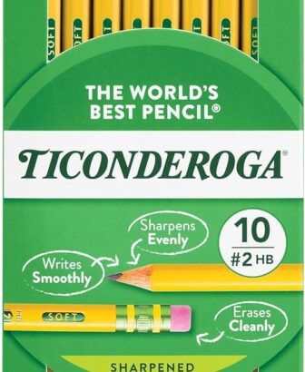 Ticonderoga Wood-Cased Pencils, Pre-Sharpened, 2 HB Soft, Yellow, 10 Count