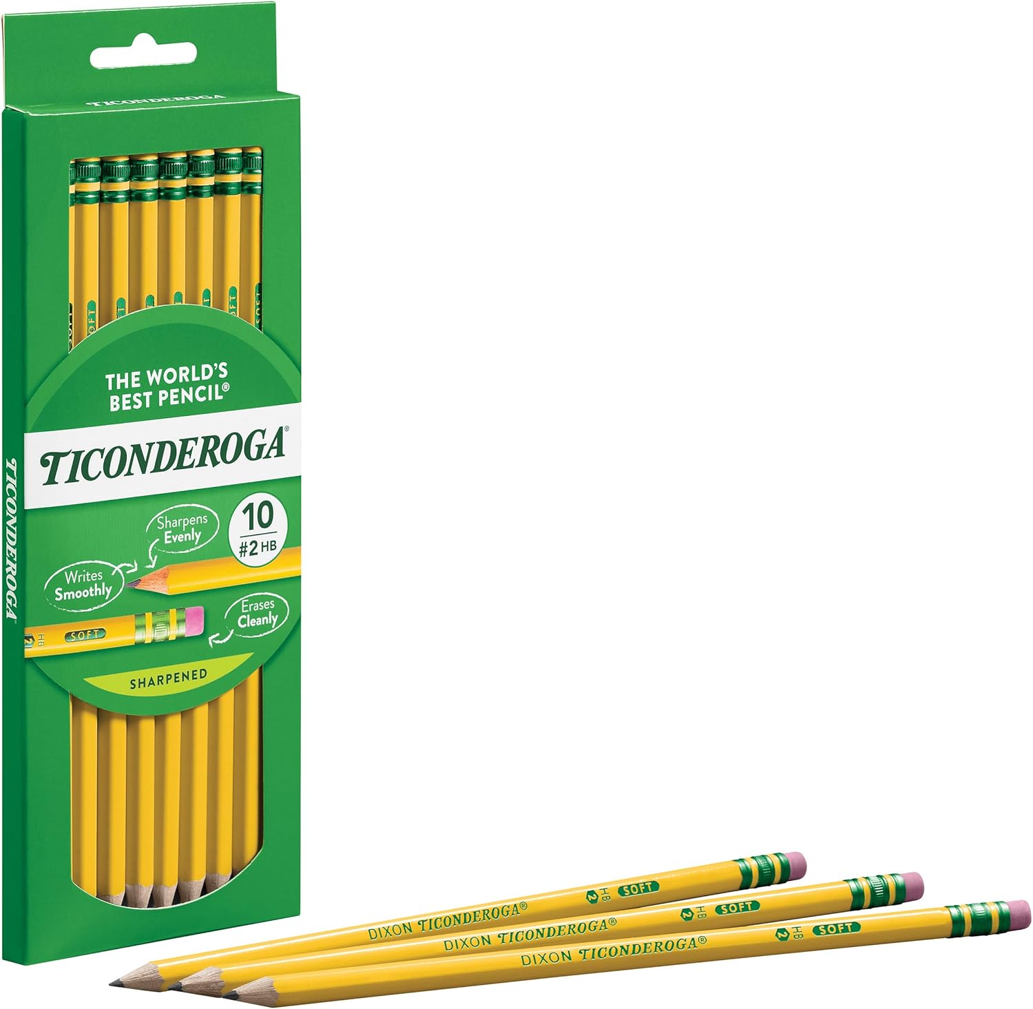 Ticonderoga Wood-Cased Pencils, Pre-Sharpened, 2 HB Soft, Yellow, 10 Count - Image 5