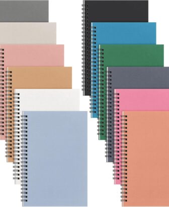 Fuutreo 12 Pcs Spiral Notebook for Work A5 8.3 x 5.7 Inch College Ruled Spiral Journal Notebook Kraft Cover Ruled Paper, 12 Color, 60 Sheets, 120 Pages for Office School (Office Color,Classic)
