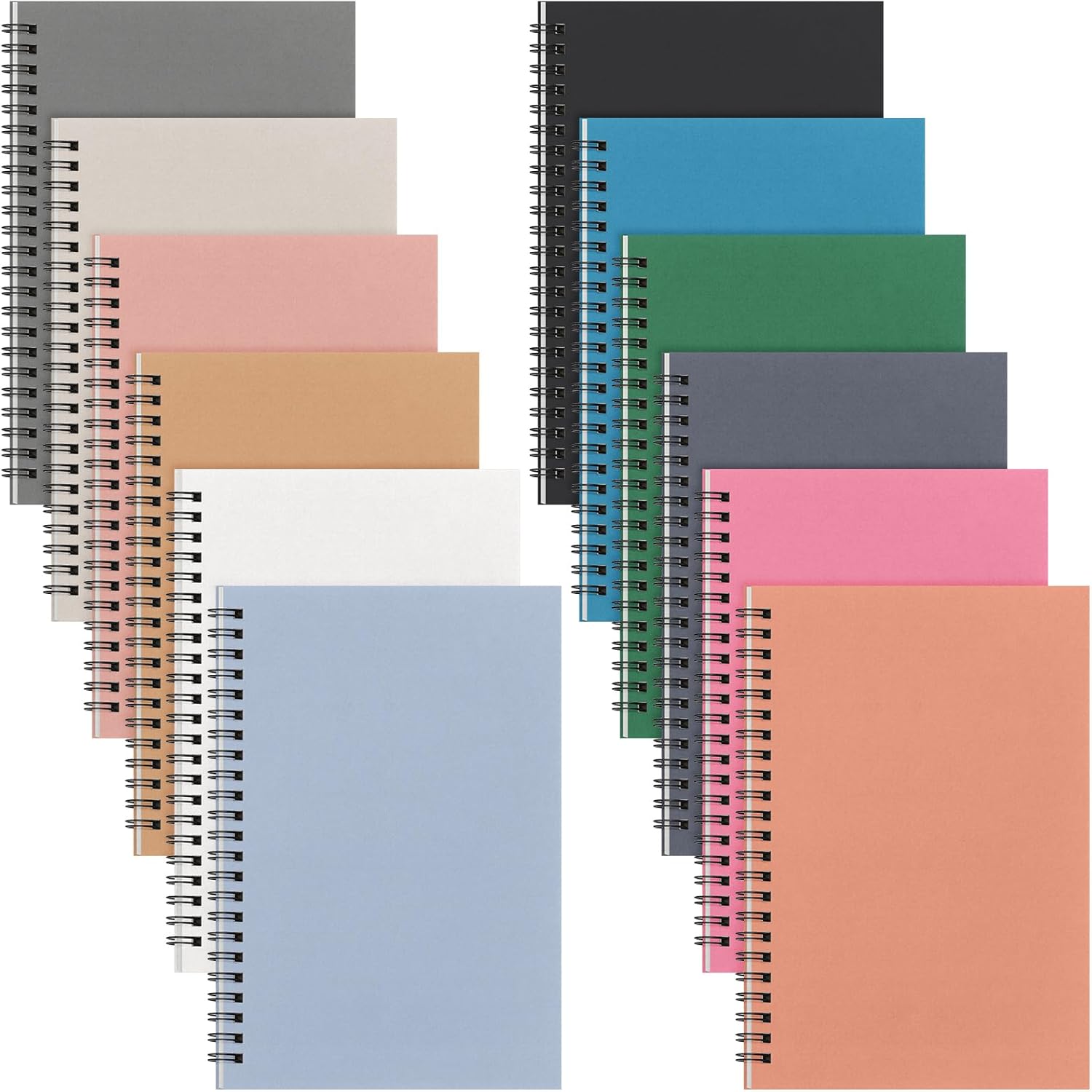 Fuutreo 12 Pcs Spiral Notebook for Work A5 8.3 x 5.7 Inch College Ruled Spiral Journal Notebook Kraft Cover Ruled Paper, 12 Color, 60 Sheets, 120 Pages for Office School (Office Color,Classic)