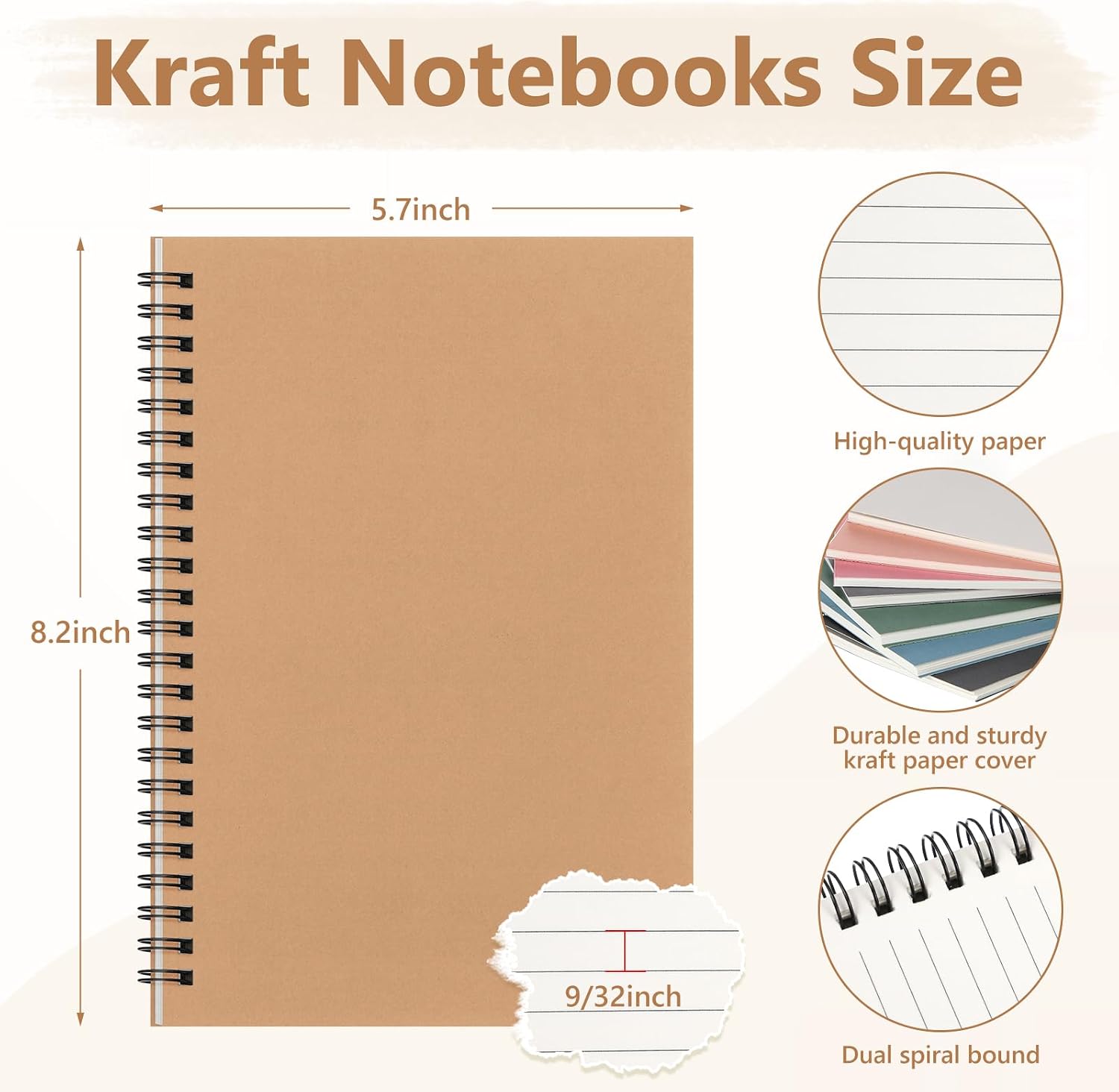 Fuutreo 12 Pcs Spiral Notebook for Work A5 8.3 x 5.7 Inch College Ruled Spiral Journal Notebook Kraft Cover Ruled Paper, 12 Color, 60 Sheets, 120 Pages for Office School (Office Color,Classic) - Image 2