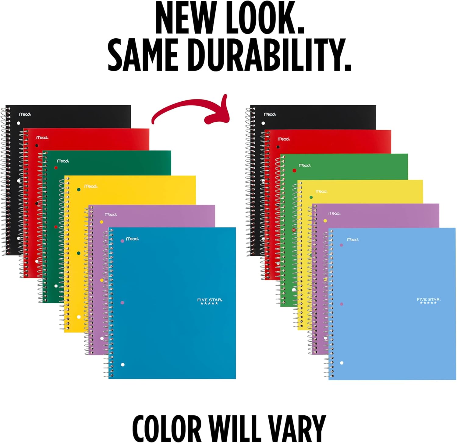 Five Star Spiral Notebook + Study App, 6 Pack, 1 Subject, Wide Ruled Paper, 8" x 10-1/2", 100 Sheets, Fights Ink Bleed, Water Resistant Cover, Assorted Colors (38042) - Image 2