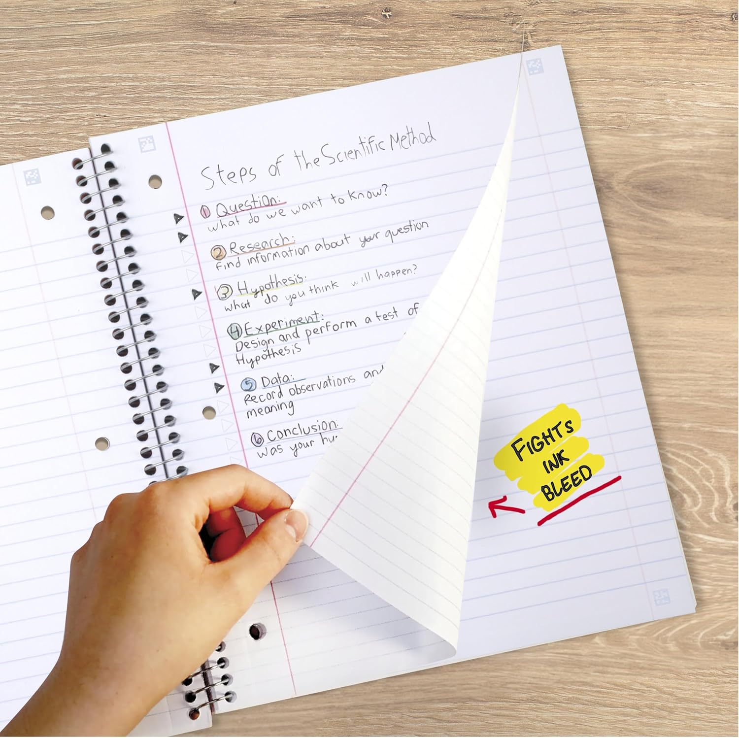Five Star Spiral Notebook + Study App, 6 Pack, 1 Subject, Wide Ruled Paper, 8" x 10-1/2", 100 Sheets, Fights Ink Bleed, Water Resistant Cover, Assorted Colors (38042) - Image 5